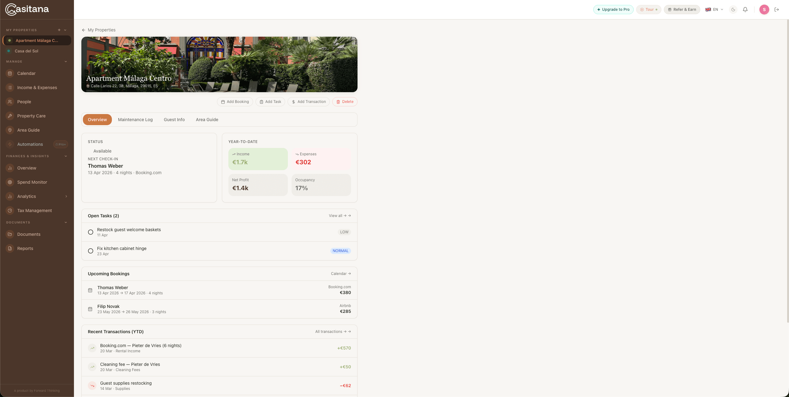 Property detail screen